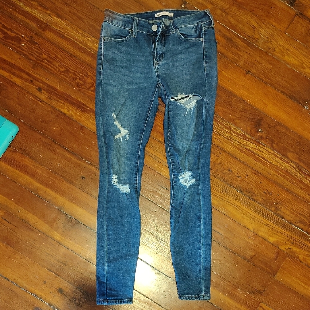 Distressed Blue Jeans